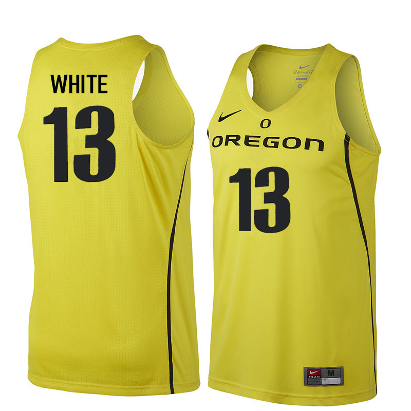 Men Oregon Ducks #13 Paul White College Basketball Jerseys Sale-Yellow
